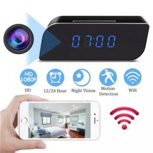 WiFi 4k Full HD Video Audio Live View in Smartphone Night Vision, Motion Detection Security Digital Table Clock