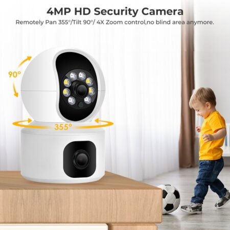 4MP Dual Lens WiFi Camera Dual Screen Baby Monitor Auto Tracking Ai Human Detection Indoor Home secuiryt CCTV Video Surveillance