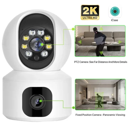 4MP Dual Lens WiFi Camera Dual Screen Baby Monitor Auto Tracking Ai Human Detection Indoor Home secuiryt CCTV Video Surveillance