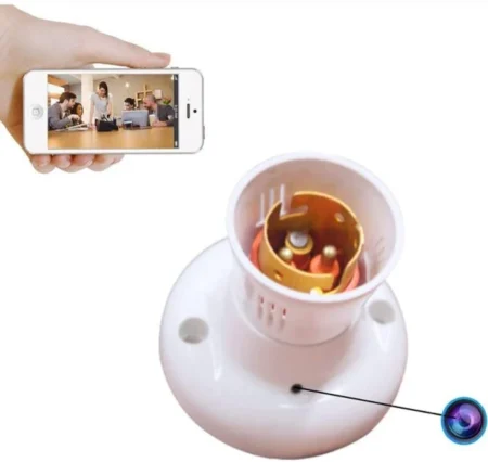 Small WiFi Bulb Holder 1080P HD Camera Audio Video Recorder with Day Vision Features (Bulb Holder Camera)
