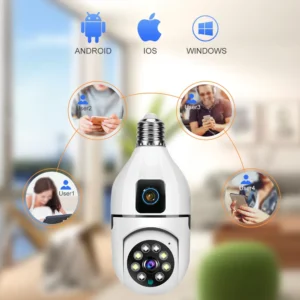 Dual Lens Wireless Wifi Light Bulb Camera V380pro APP Smart Home IP Indoor Camera