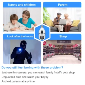 Dual Lens Wireless Wifi Light Bulb Camera V380pro APP Smart Home IP Indoor Camera