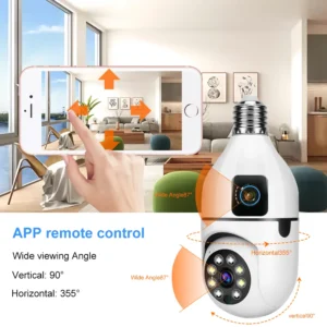 Dual Lens Wireless Wifi Light Bulb Camera V380pro APP Smart Home IP Indoor Camera