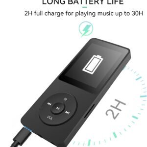 16GB Mini MP3 Music Player with Bluetooth 5.4 & Voice Control Earphones, Video Playback,Pocket-Sized MP3 Player for Music,Voice Recording,FM Radio -Expanded Up to 128GB (Black)