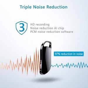 32GB Keychain Voice Recorder, Mini Audio Recorder with Playback Earphone, Small 24 Hours Recording Time Voice Activated Recorder,