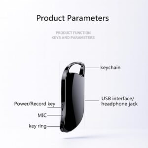 32GB Keychain Voice Recorder, Mini Audio Recorder with Playback Earphone, Small 24 Hours Recording Time Voice Activated Recorder,