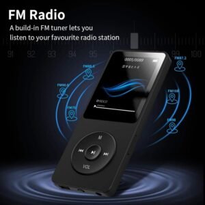 16GB Mini MP3 Music Player with Bluetooth 5.4 & Voice Control Earphones, Video Playback,Pocket-Sized MP3 Player for Music,Voice Recording,FM Radio -Expanded Up to 128GB (Black)