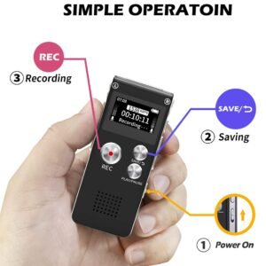 Digital Voice Recorder 16GB Voice Recorder with Playback for Lectures - USB Rechargeable Dictaphon Upgraded Small Tape Recorder