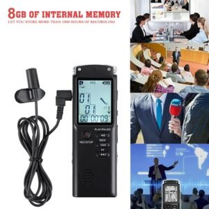 8GB LCD Display MP3 Player Voice Recorder USB Professional Dictaphone Digital Audio Voice Recorder with WAV MP3 Player Black_8GB