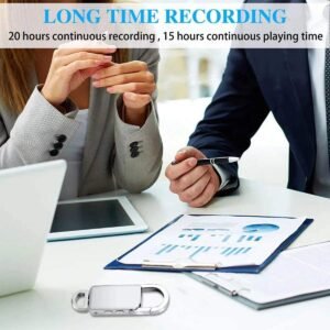 360 Mini Digital Voice Recorder 8GB in Built Memory, Keychain Professional Audio MP3 Player Microphone Sound Recording (Silver 8GB Memory Recorder)