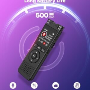 32GB Voice Recorder Device with AI Noise Reduction & Mp3 Player with Earphones,Audio Recording Device/Voice Recorder Mic Upto 50 Hours for Meetings/Lectures(Black)