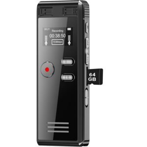 64GB Digital Voice Activated Recorder with Playback - 4552 Hours Audio Recording Device, 3072Kpbs HD Dual MIC Tape Recorder Device for Lecture A-B Repeat, MP3 Player, Password,【64GB TF Card Included】