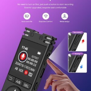 32GB Voice Recorder Device with AI Noise Reduction & Mp3 Player with Earphones,Audio Recording Device/Voice Recorder Mic Upto 50 Hours for Meetings/Lectures(Black)