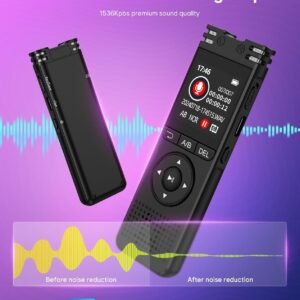 32GB Voice Recorder Device with AI Noise Reduction & Mp3 Player with Earphones,Audio Recording Device/Voice Recorder Mic Upto 50 Hours for Meetings/Lectures(Black)