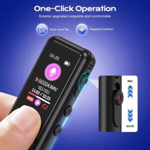 32GB Voice Recorder Device with AI Noise Reduction & Mp3 Player with Earphones,Audio Recording Device/Voice Recorder Mic Upto 50 Hours for Meetings/Lectures (Black)