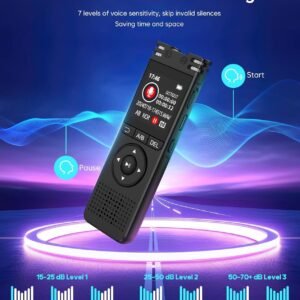 32GB Voice Recorder Device with AI Noise Reduction & Mp3 Player with Earphones,Audio Recording Device/Voice Recorder Mic Upto 50 Hours for Meetings/Lectures(Black)