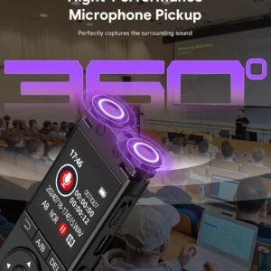 32GB Voice Recorder Device with AI Noise Reduction & Mp3 Player with Earphones,Audio Recording Device/Voice Recorder Mic Upto 50 Hours for Meetings/Lectures(Black)