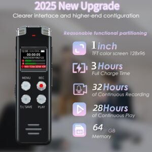 16GB Digital Voice Recorder Voice Activated Recorder Playback - 2018 Upgraded Small Tape Recorder Lectures, Meetings, Interviews, Mini Audio Recorder USB Charge, MP3