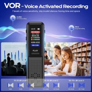 32GB Voice Recorder Device with AI Noise Reduction & Mp3 Player with Earphones,Audio Recording Device/Voice Recorder Mic Upto 50 Hours for Meetings/Lectures (Black)